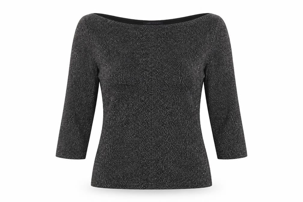 Marks & Spencer Womens Black  Polyester Jersey Blouse Size 8 Boat Neck