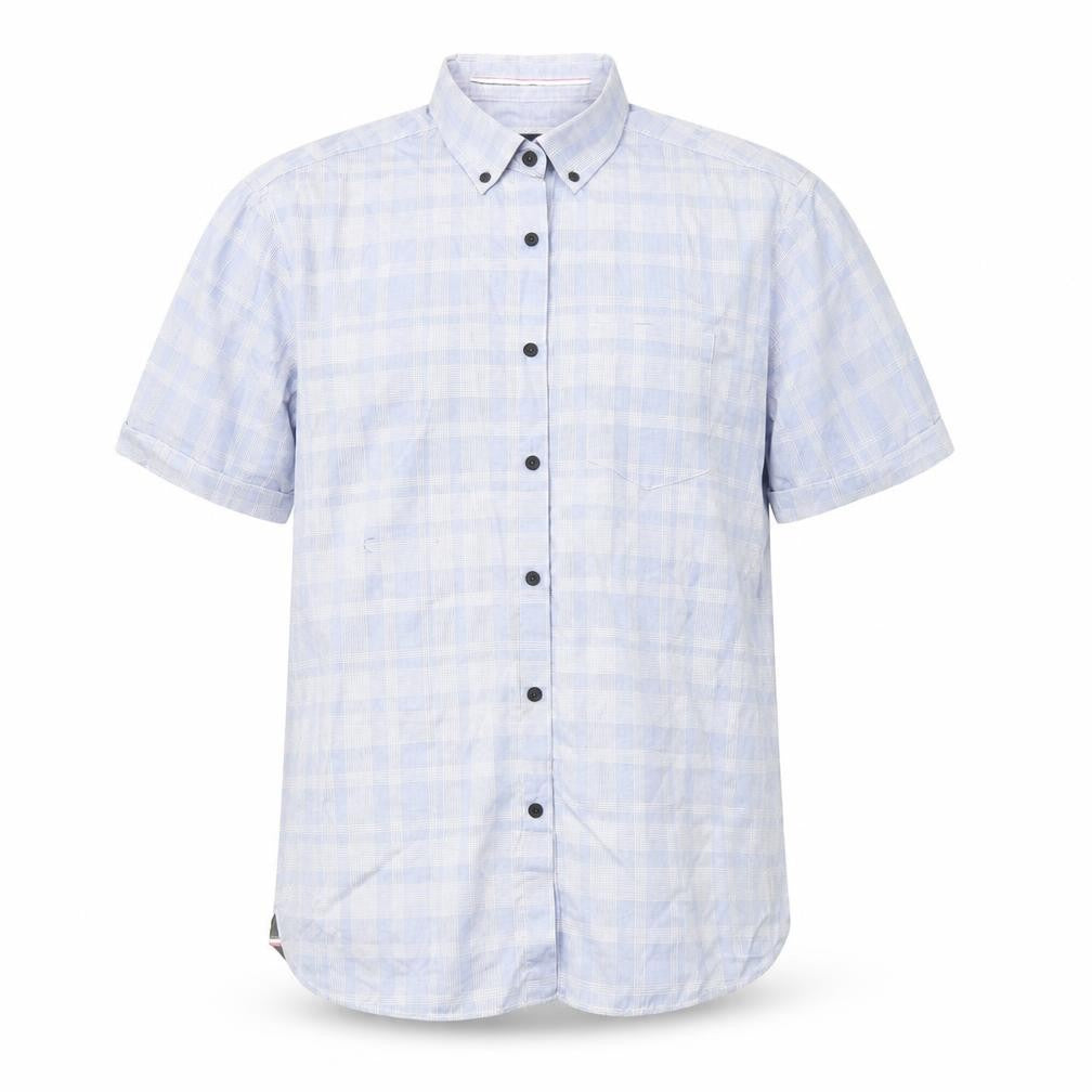 Blue Harbour Mens Blue Plaid Cotton  Button-Up Size L Collared Button