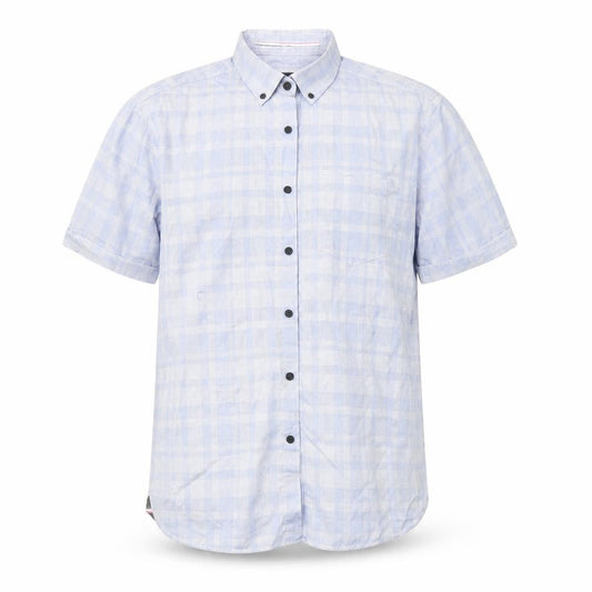 Blue Harbour Mens Blue Plaid Cotton  Button-Up Size L Collared Button