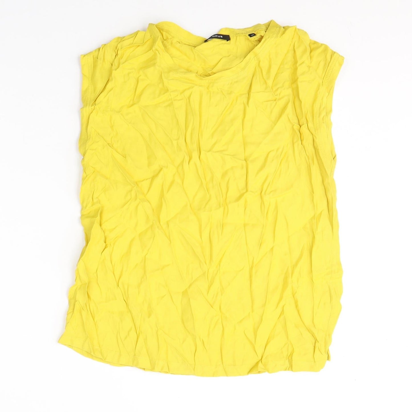OPUS Womens Yellow  Viscose Basic Tank Size 10 Round Neck
