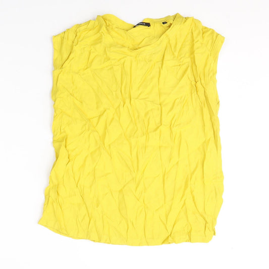 OPUS Womens Yellow  Viscose Basic Tank Size 10 Round Neck