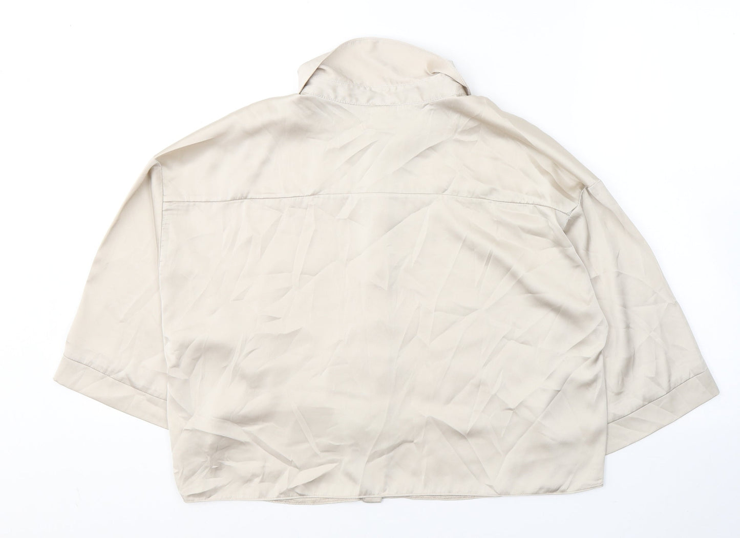 River Island Womens Beige  Polyester Basic Button-Up Size 12 Collared