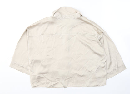 River Island Womens Beige  Polyester Basic Button-Up Size 12 Collared