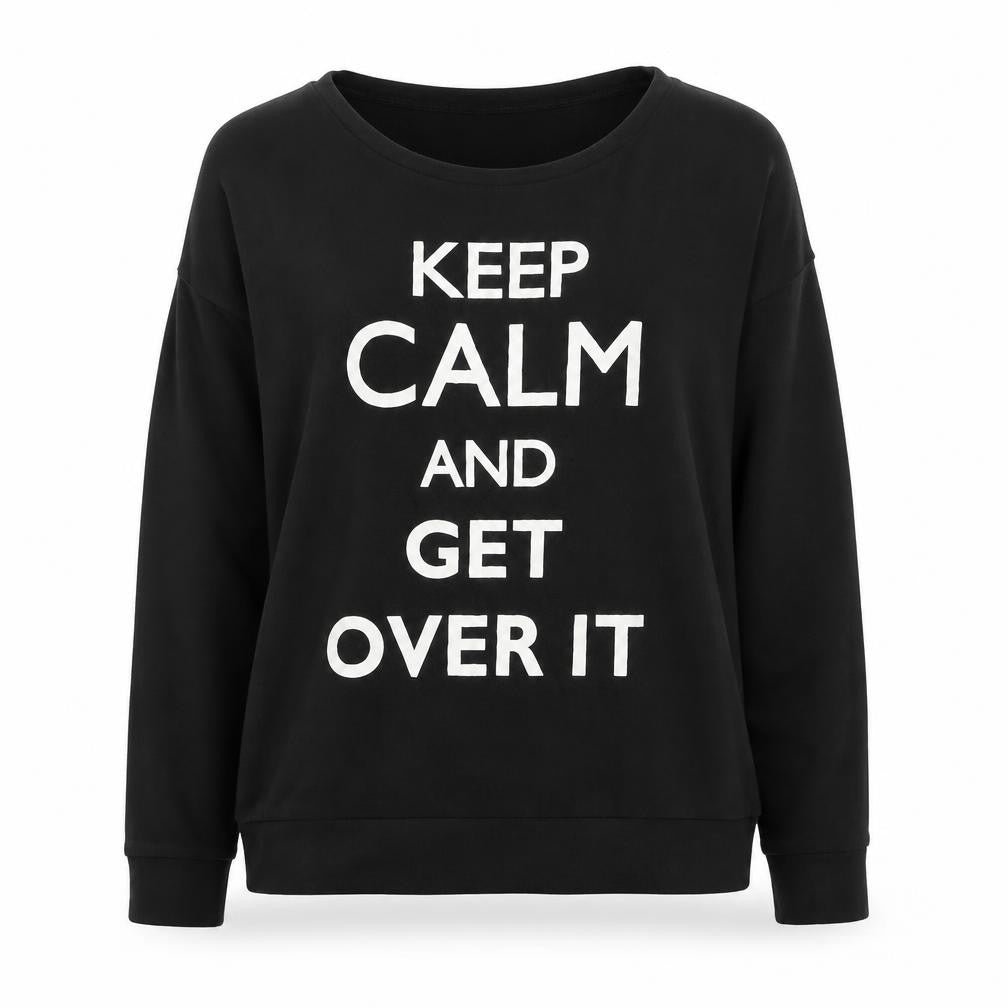 H&M Womens Black  100% Cotton Pullover Sweatshirt Size M  Pullover - Keep Calm & Get over it