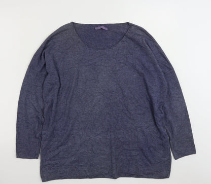 Preloved LV CLOTHING  Womens Blue Scoop Neck  Viscose Pullover Jumper Size L - Front