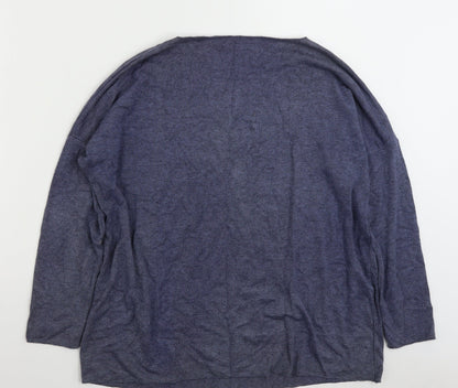 Preloved LV CLOTHING  Womens Blue Scoop Neck  Viscose Pullover Jumper Size L - Back