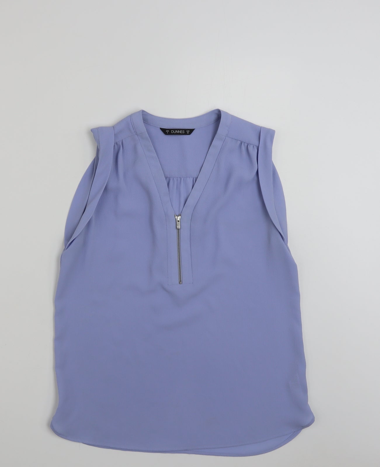 Dunnes Stores Womens Blue  Polyester Basic Blouse Size 8 V-Neck