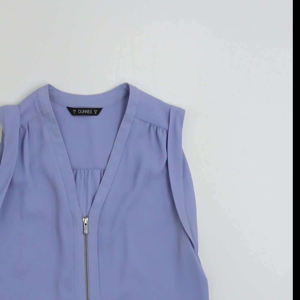 Dunnes Stores Womens Blue  Polyester Basic Blouse Size 8 V-Neck