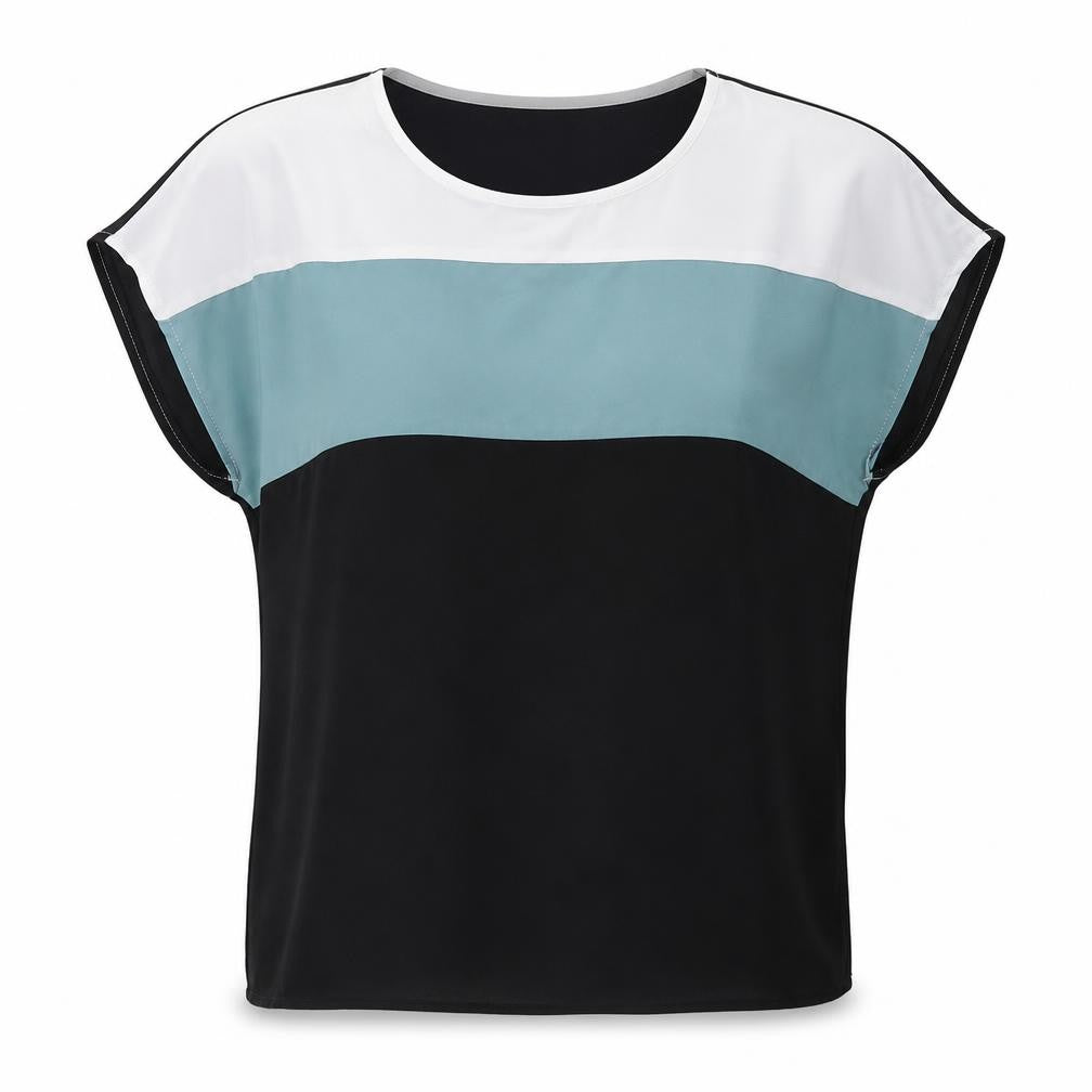 SHEIN  Womens Multicoloured Colourblock Polyester Basic Blouse Size S Crew Neck