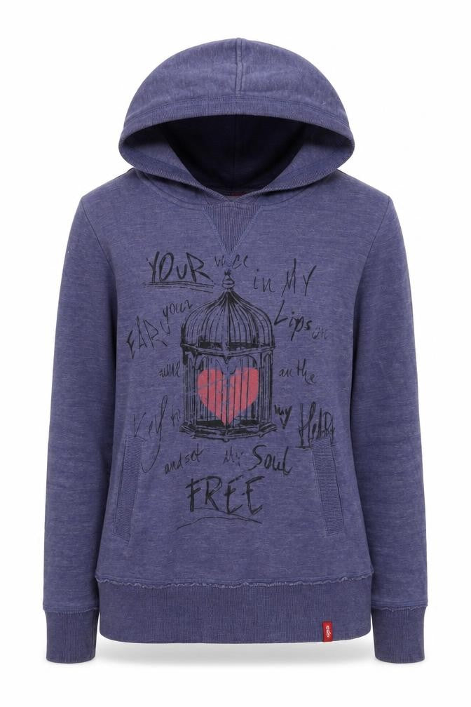 EDC Womens Blue  Cotton Pullover Hoodie Size S  Pullover
