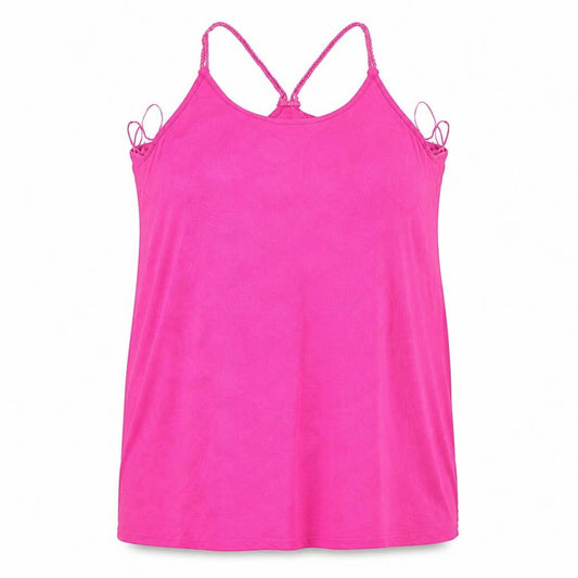 Papaya Womens Pink Floral Polyester Basic Tank Size XL Round Neck