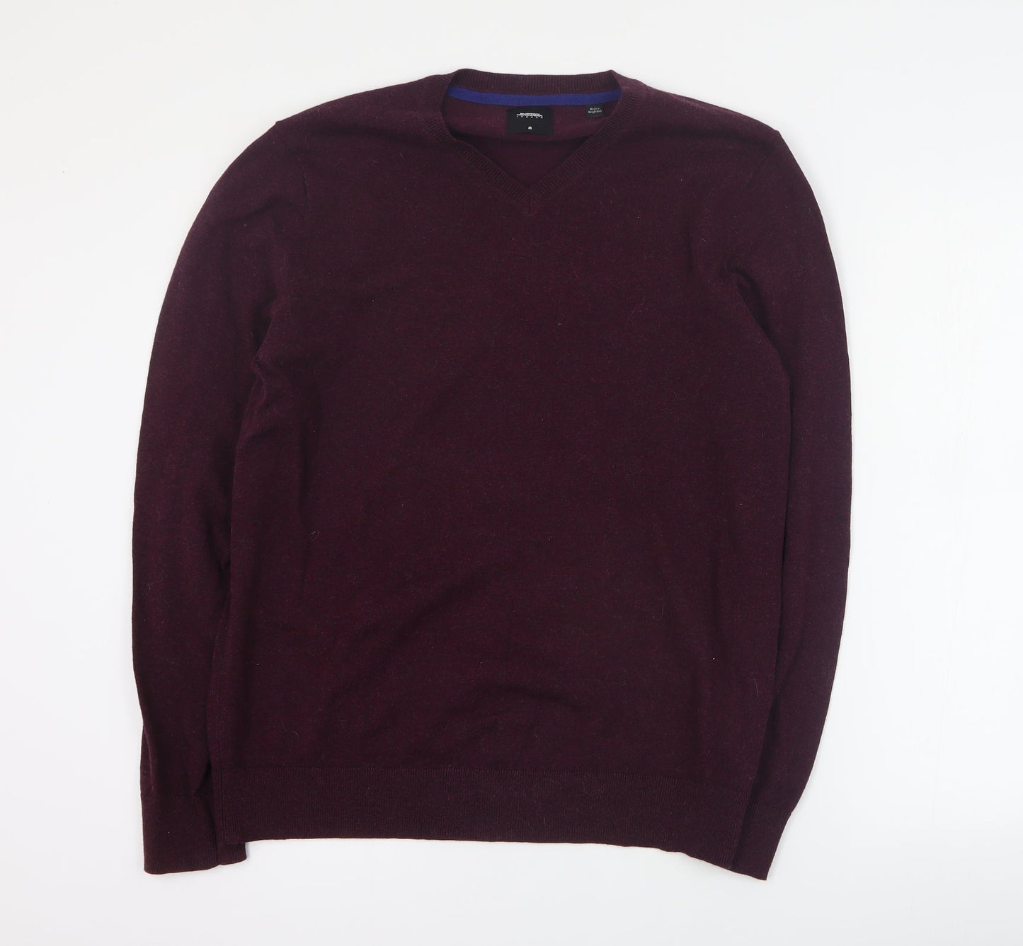 Burton Mens Purple V-Neck  Cotton Pullover Jumper Size M