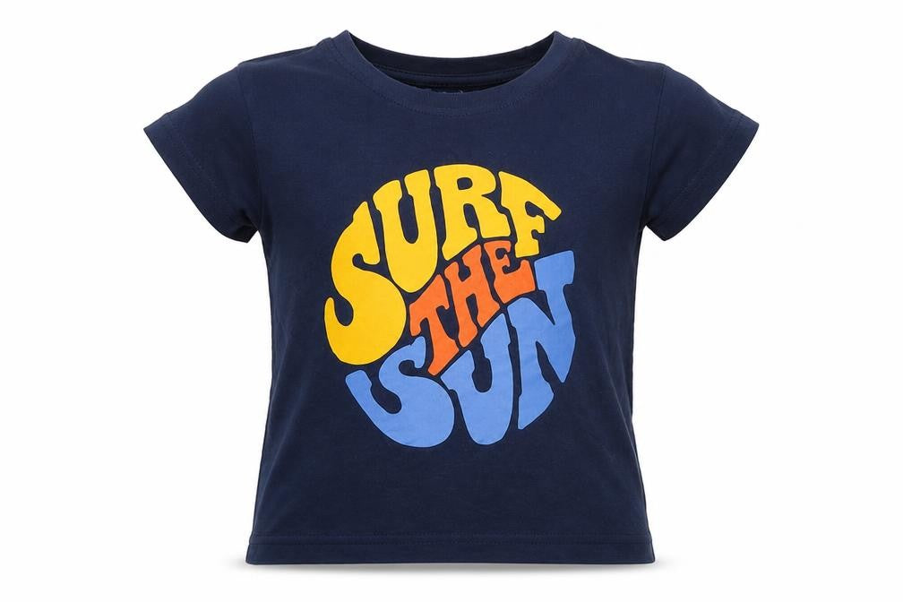 Primark Boys Blue  Polyester Basic T-Shirt Size 2-3 Years Round Neck  - Surf The Sun