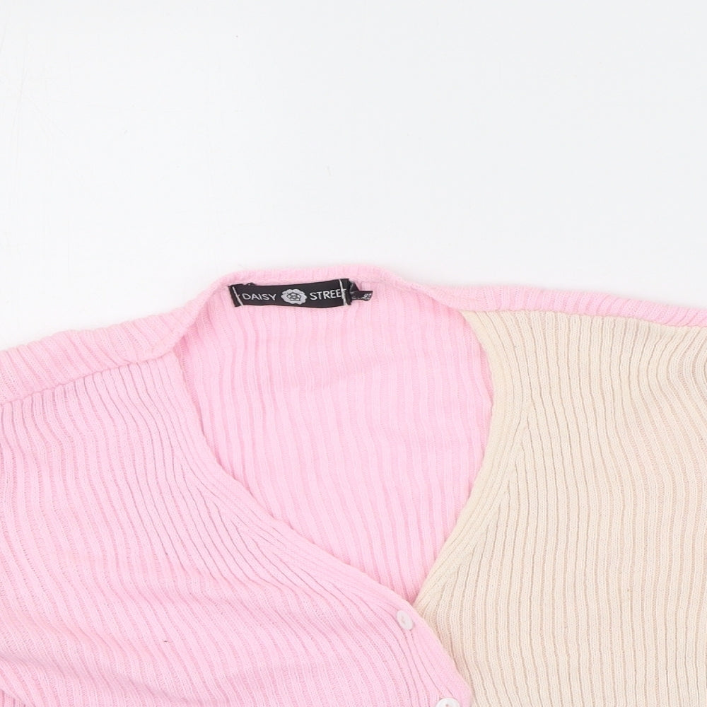Daisy Street Womens Multicoloured V-Neck  Acrylic Cardigan Jumper Size 8