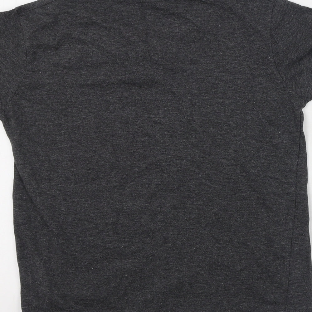Rebel Boys Grey  Cotton Basic Casual Size 9-10 Years V-Neck
