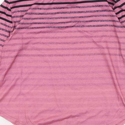 SHEIN Womens Pink Striped Polyester Basic T-Shirt Size S Round Neck