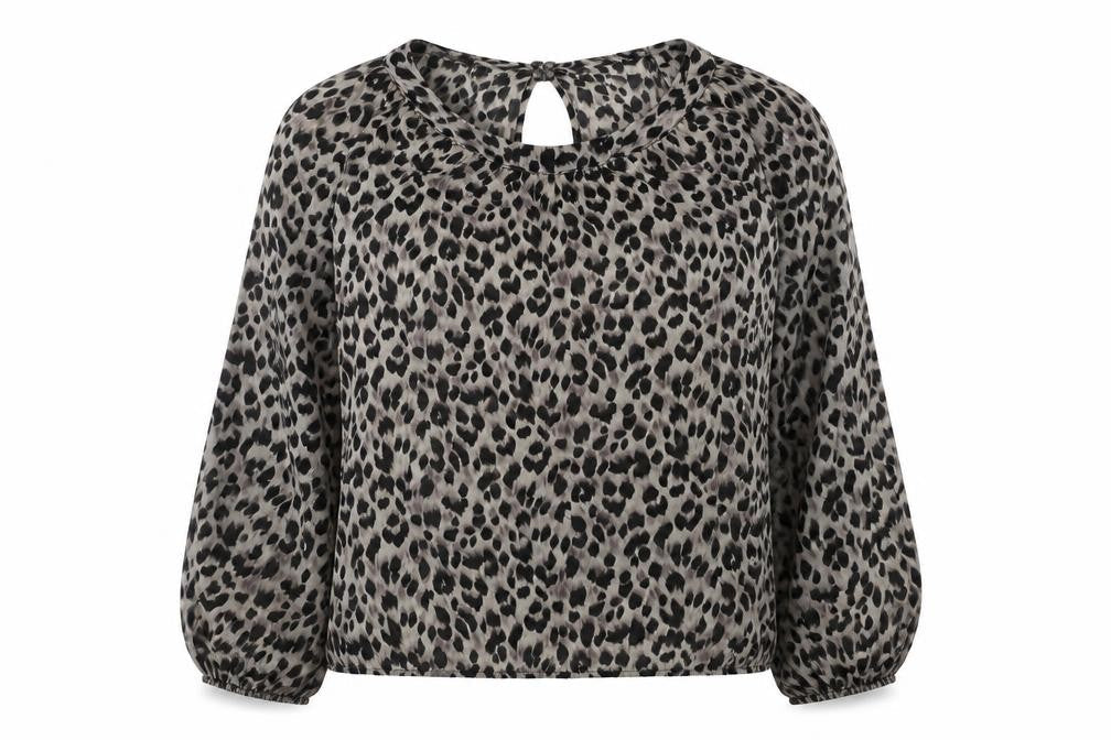 Dorothy Perkins Womens Brown Animal Print Polyester Basic Blouse Size 8 Round Neck