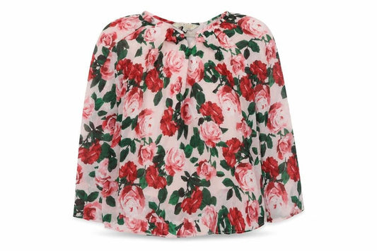 Billie & Blossom  Womens White Floral Polyester Basic Blouse Size 10 Round Neck