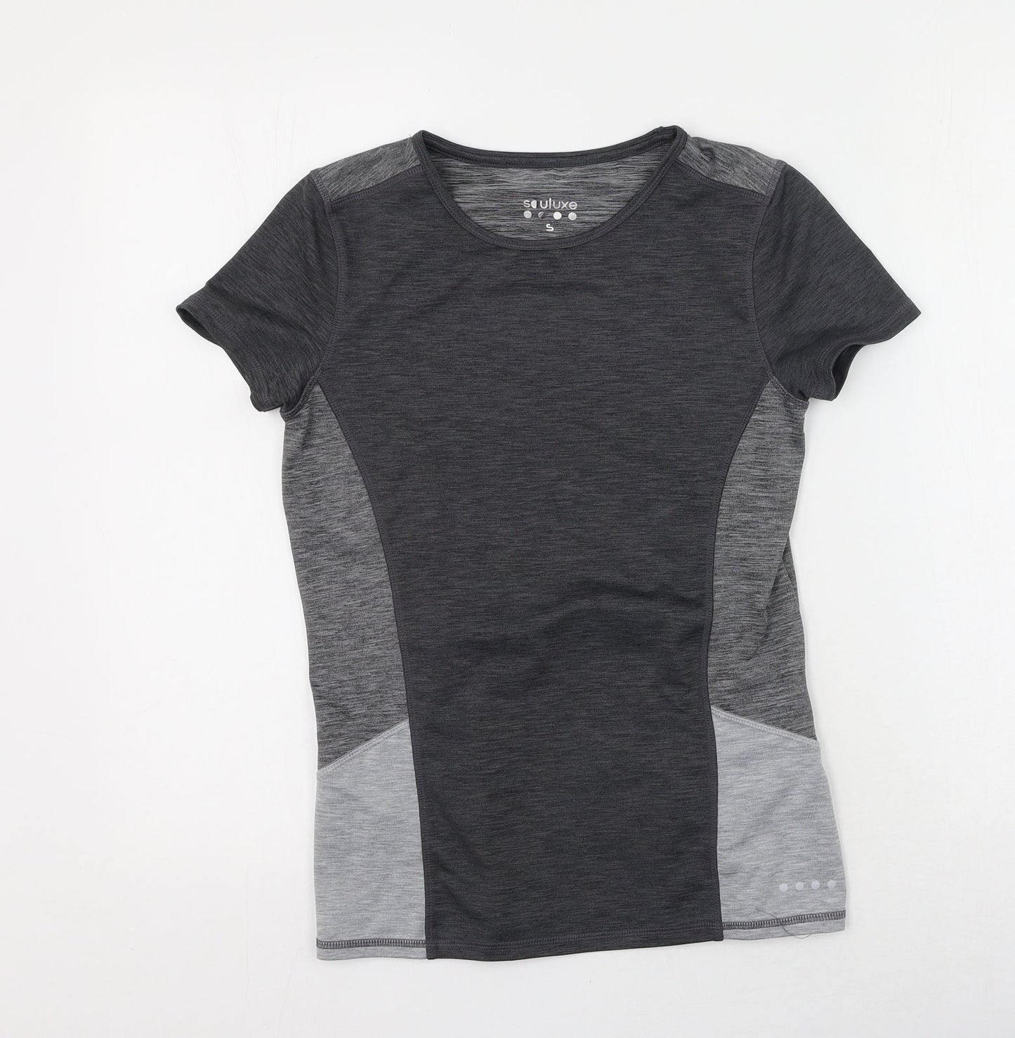 Soluxe Womens Grey  Polyester Basic Casual Size S Round Neck