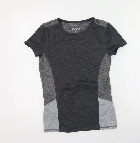 Soluxe Womens Grey  Polyester Basic Casual Size S Round Neck