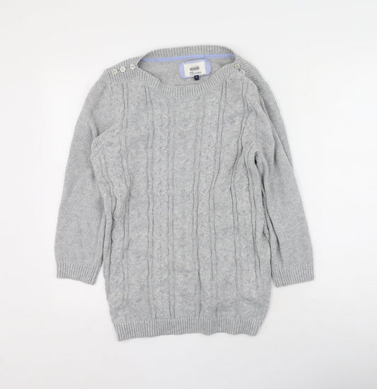 Maine New England Womens Grey Round Neck  Nylon Pullover Jumper Size 10