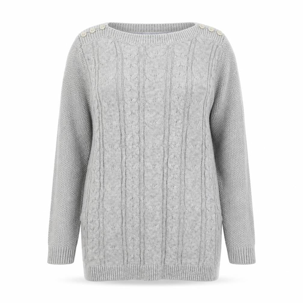 Maine New England Womens Grey Round Neck  Nylon Pullover Jumper Size 10
