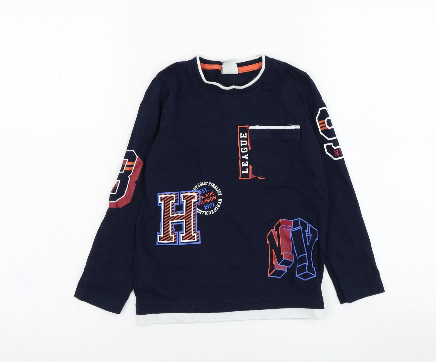 Boboli Boys Blue  Cotton Basic T-Shirt Size 6 Years Round Neck Pullover - NY