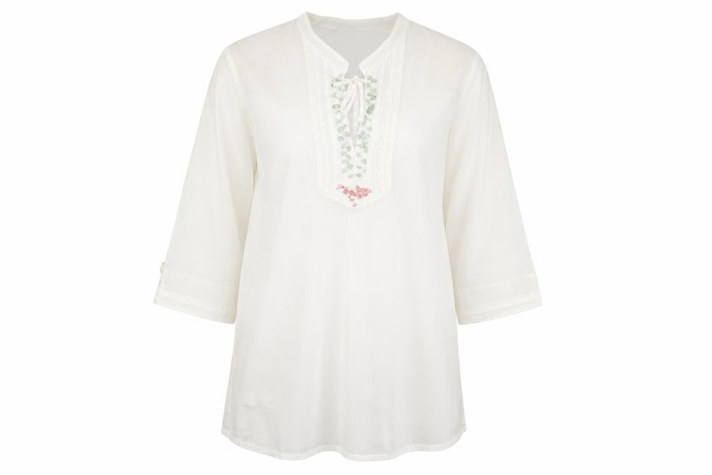 Gelco Womens Ivory  Cotton Basic Blouse Size 10 V-Neck