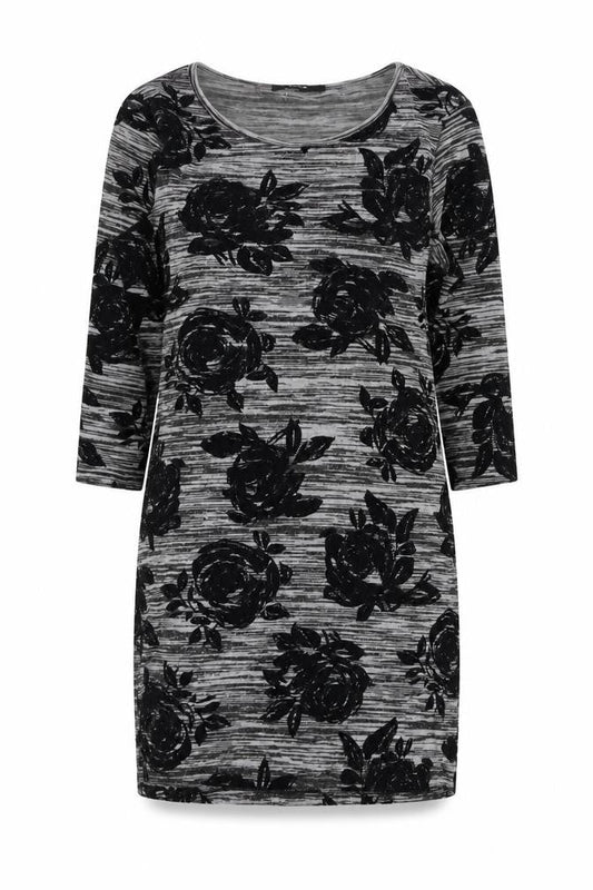 George Womens Grey Floral Polyester T-Shirt Dress  Size 8  Round Neck Pullover