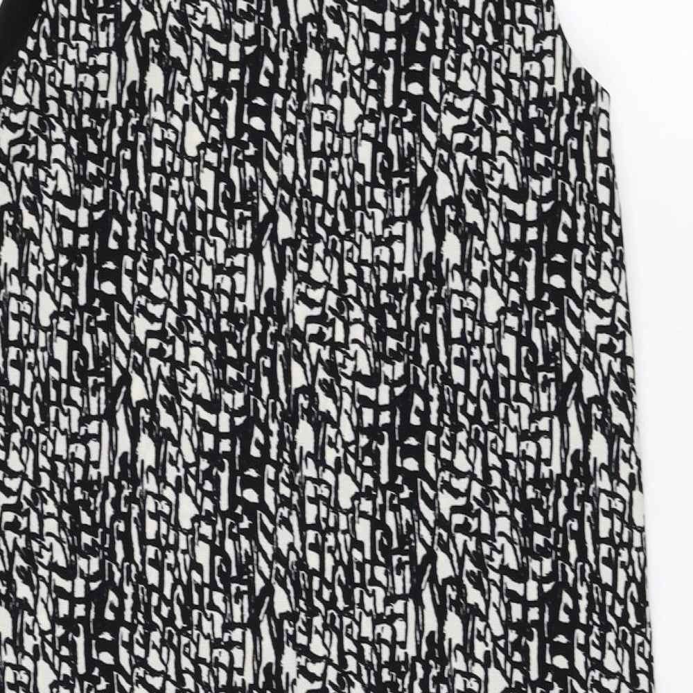 Peacocks Womens Black Geometric Polyester Shift  Size 12  Scoop Neck Pullover