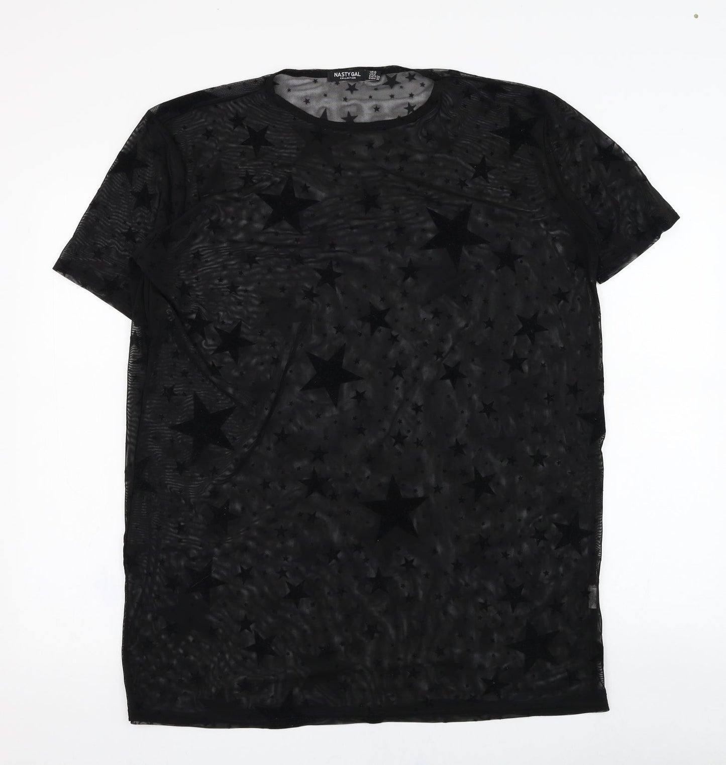 Nasty Gal Womens Black  Polyester Basic T-Shirt Size 6 Round Neck - Star