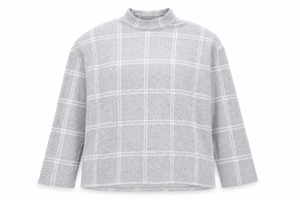 Kiabi Womens Grey Check Polyester Pullover Sweatshirt Size 14  Pullover