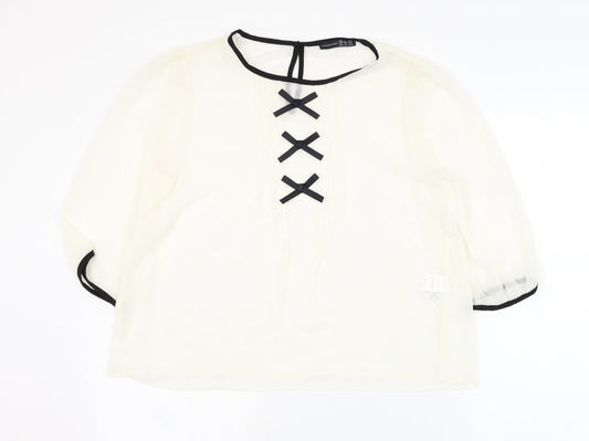 Atmosphere Womens Ivory  Polyester Basic Blouse Size 16 Round Neck