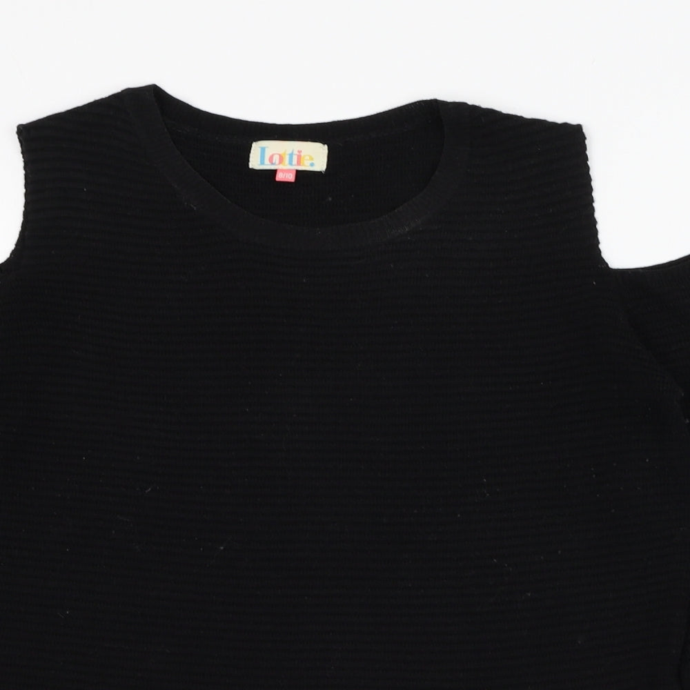 Lottie Womens Black Round Neck  Acrylic Pullover Jumper Size 8