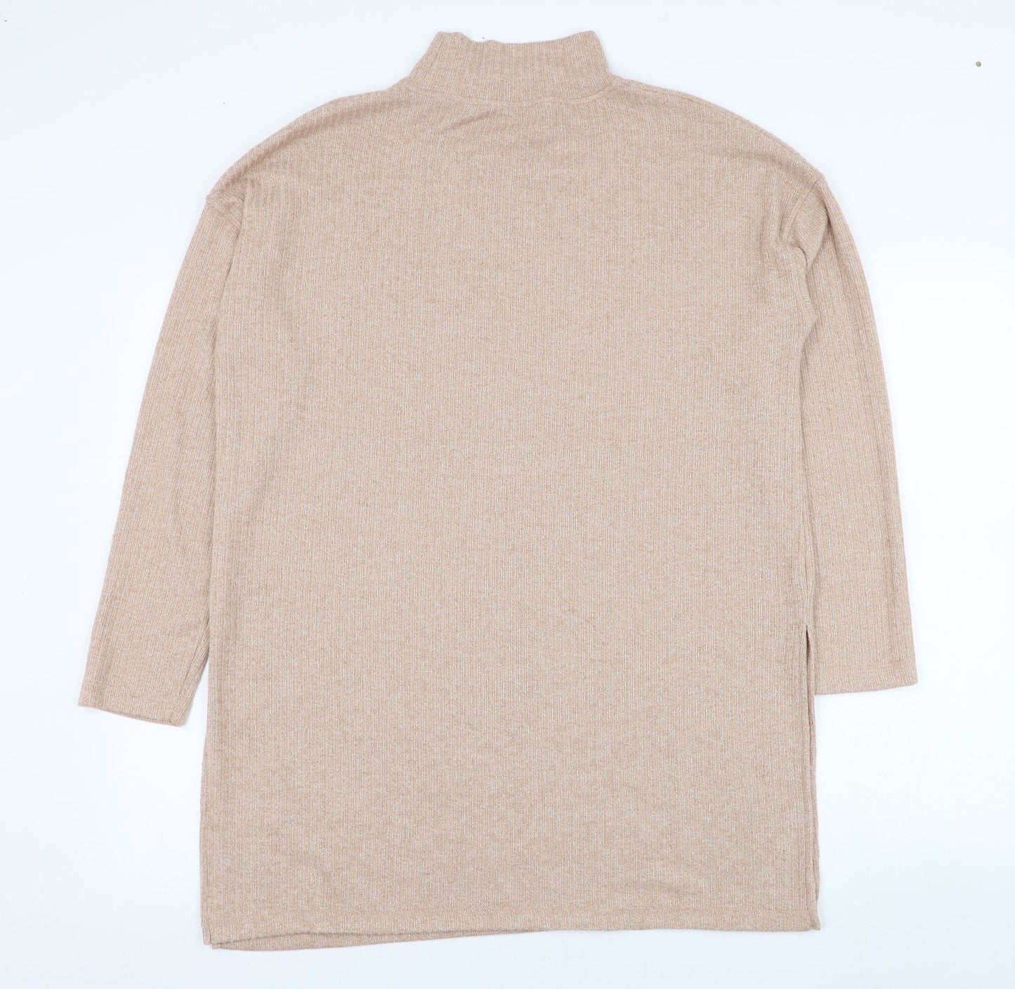 Dunnes Stores Womens Brown Mock Neck  Polyester Pullover Jumper Size 12