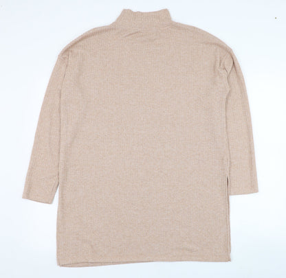 Dunnes Womens Brown Mock Neck  Polyester Pullover Jumper Size 12