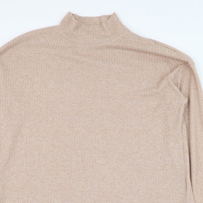 Dunnes Womens Brown Mock Neck  Polyester Pullover Jumper Size 12