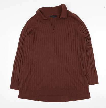 Next Mens Brown Collared  Acrylic Pullover Jumper Size L