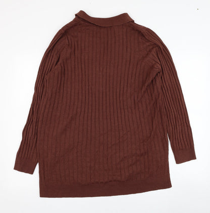 Next Mens Brown Collared  Acrylic Pullover Jumper Size L