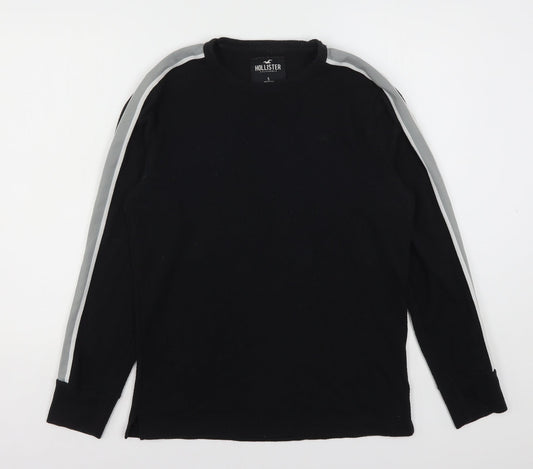 Hollister Boys Black  Cotton Basic T-Shirt Size S Round Neck