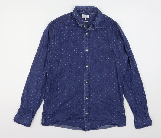NEXT Mens Blue Floral Cotton  Button-Up Size M Collared
