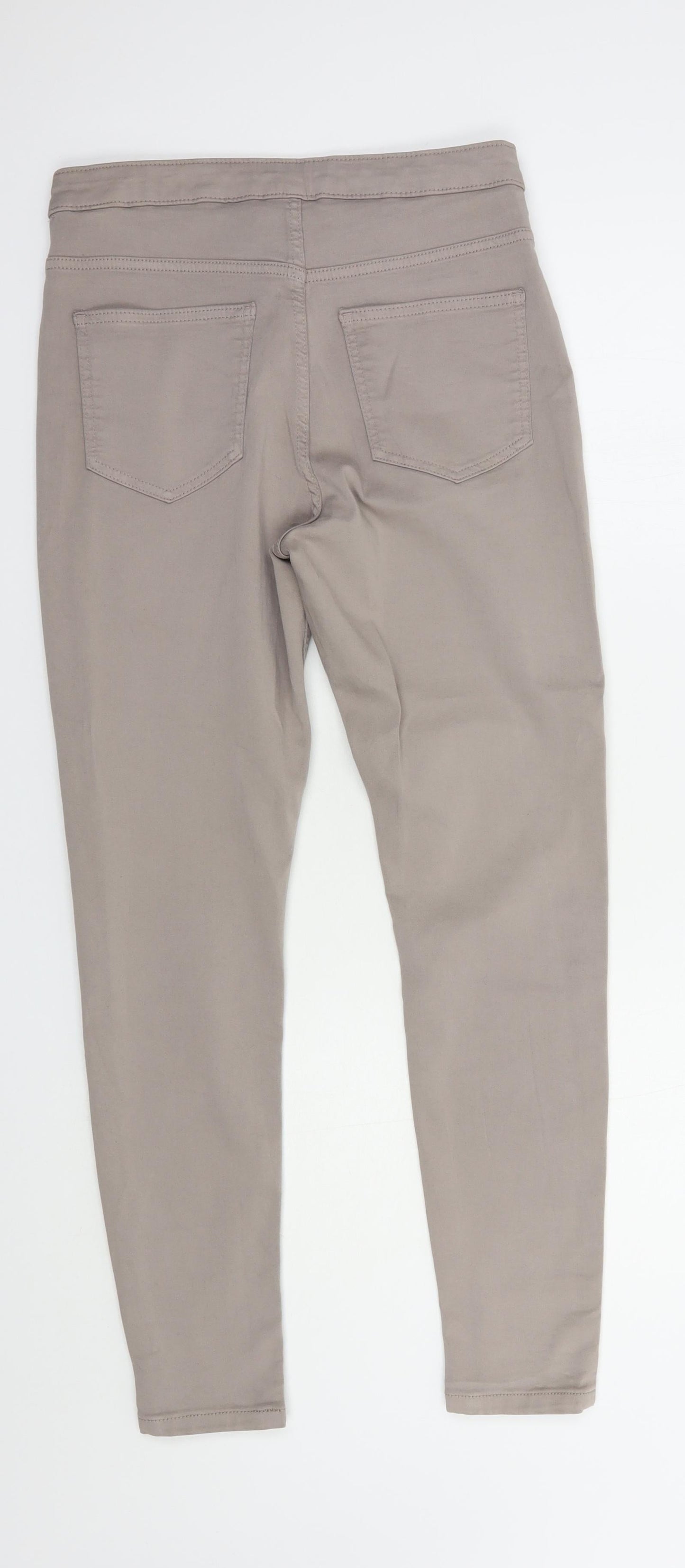 Marks and Spencer Womens Grey  Cotton Skinny Jeans Size 12 L30 in Regular Button