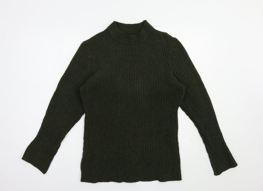 Brave Soul Womens Green Mock Neck  Polyester Pullover Jumper Size L