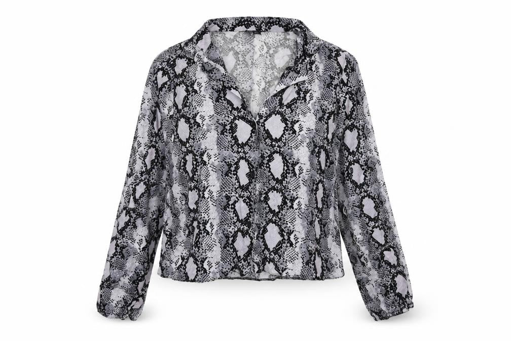 New Look Womens Grey Animal Print Viscose Basic Button-Up Size 16 Collared