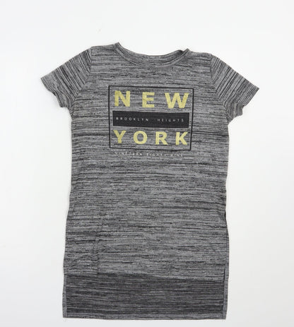 Atmosphere Womens Grey  Polyester Basic T-Shirt Size 6 Crew Neck - New York