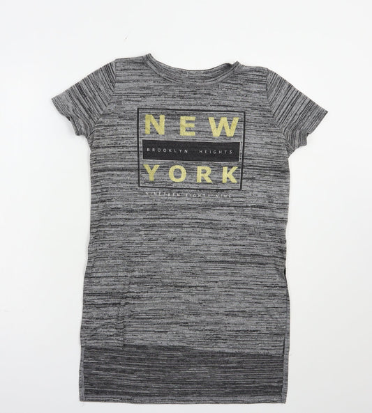 Atmosphere Womens Grey  Polyester Basic T-Shirt Size 6 Crew Neck - New York