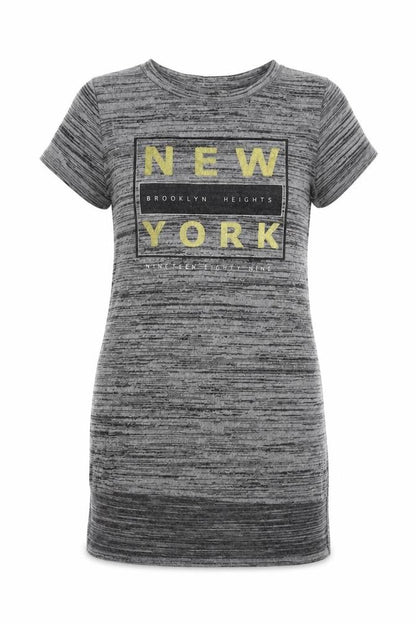 Atmosphere Womens Grey  Polyester Basic T-Shirt Size 6 Crew Neck - New York