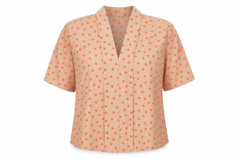 Gallery Womens Brown Polka Dot Polyester Basic Blouse Size 16 V-Neck