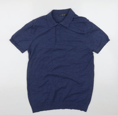 Dunnes Mens Blue Collared  Cotton Pullover Jumper Size S