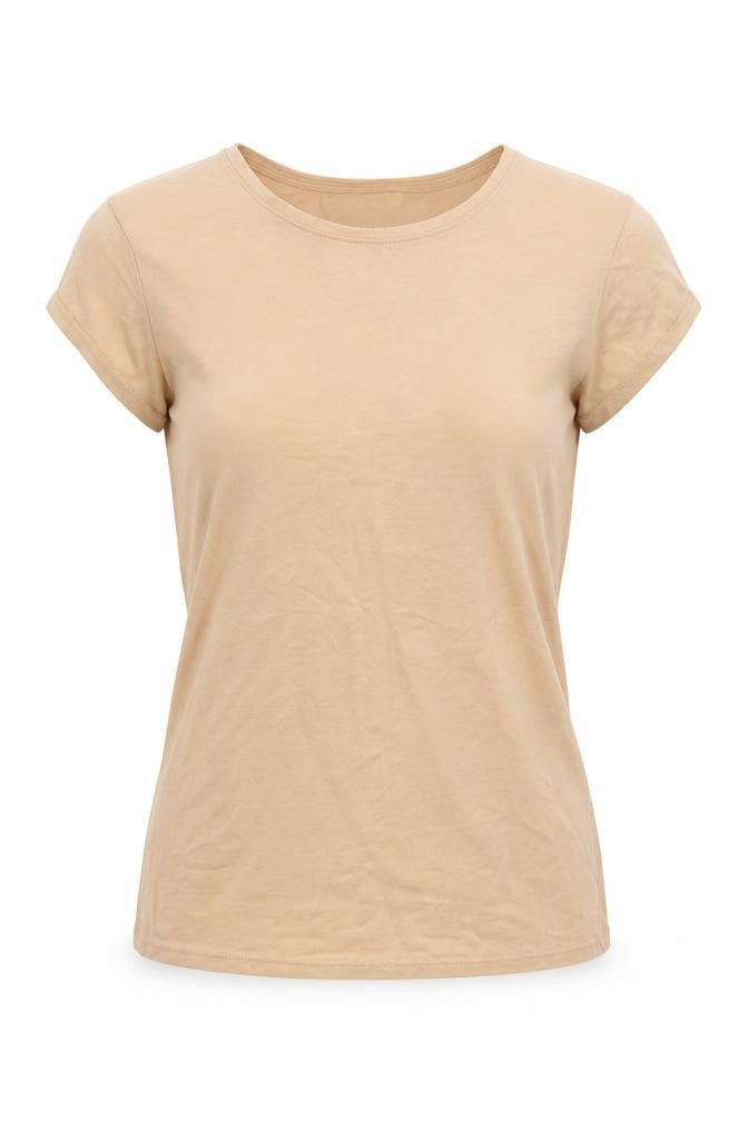 Primark Womens Orange  Cotton Basic Polo Size S Round Neck